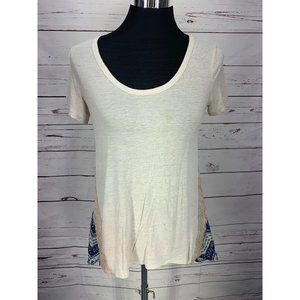 AMERICAN dream Medium paisley blouse white‎ blue short sleeve